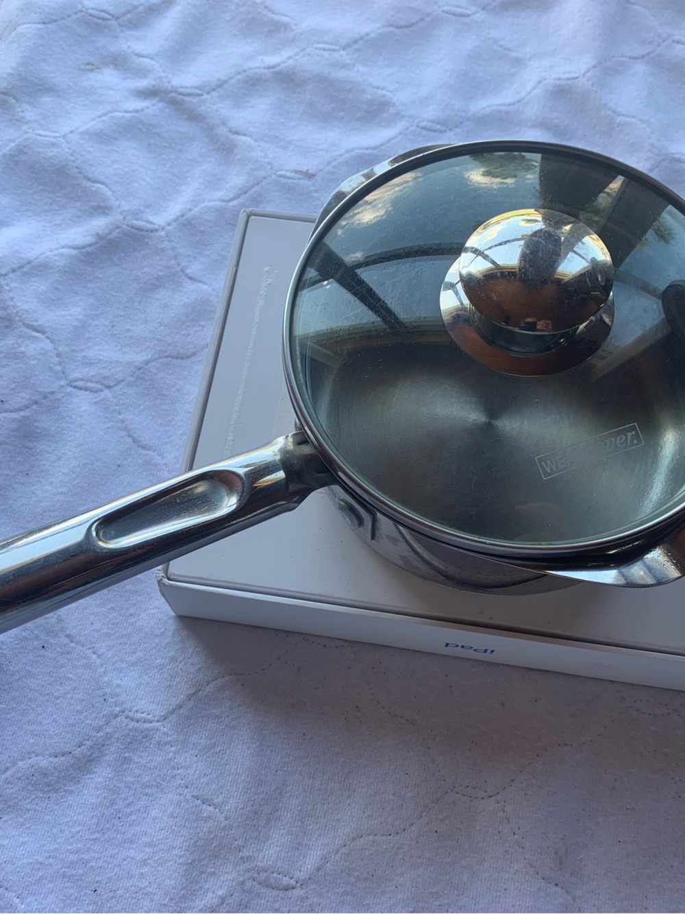 Stainless Steel Saucepan with Glass Lid - Silver Wearever brand 2 pour spouts